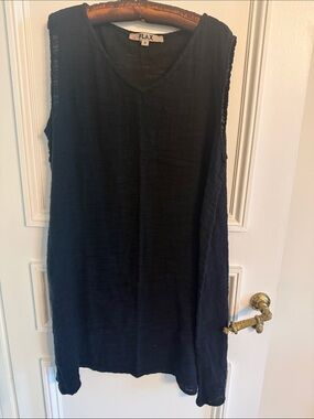 NWOT Flax Black  Sleeveless Linen Sheer Shift / Tunic - Small (210)
